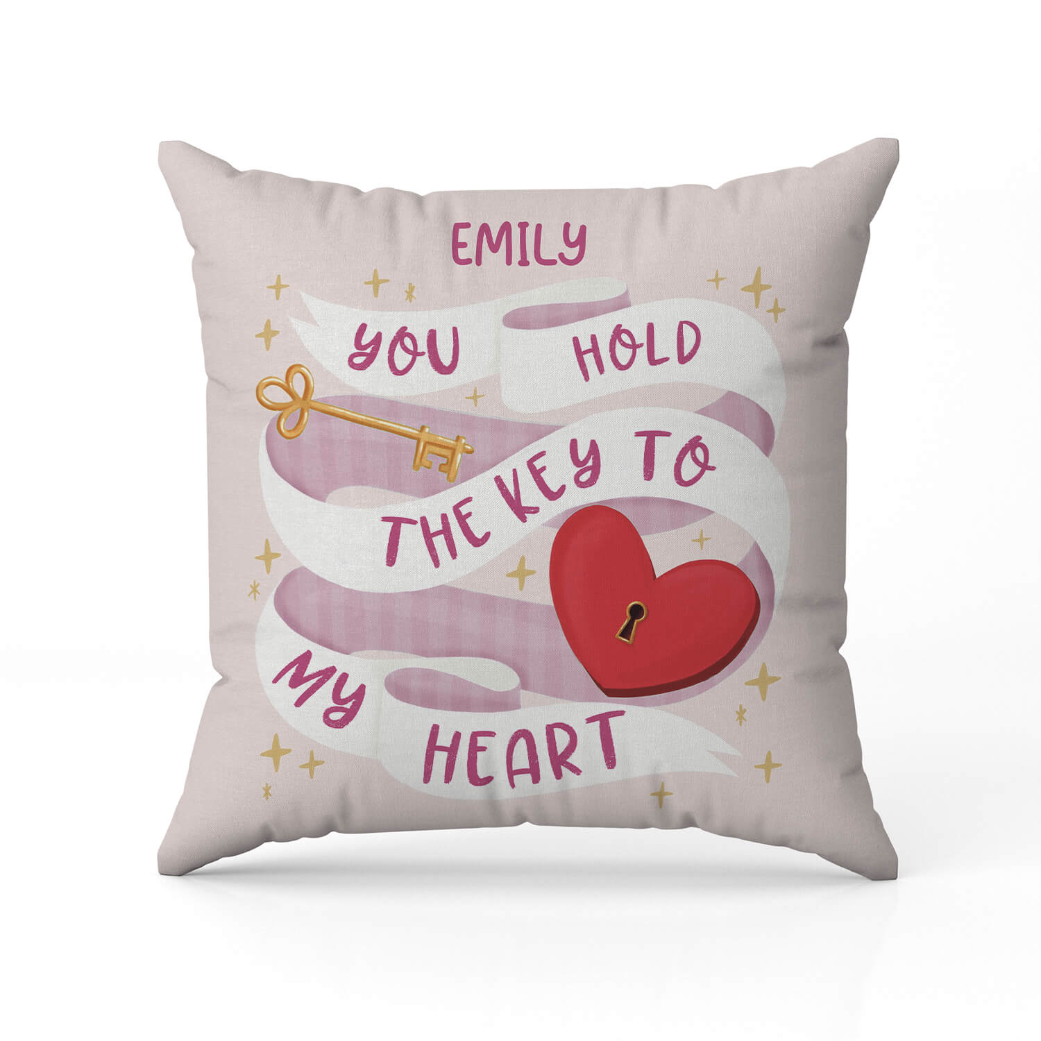 You Hold The Key To My Heart - Personalized Anniversary or Valentine's Day gift For Boyfriend or Girlfriend - Custom Pillow - Elizabeth Fashions