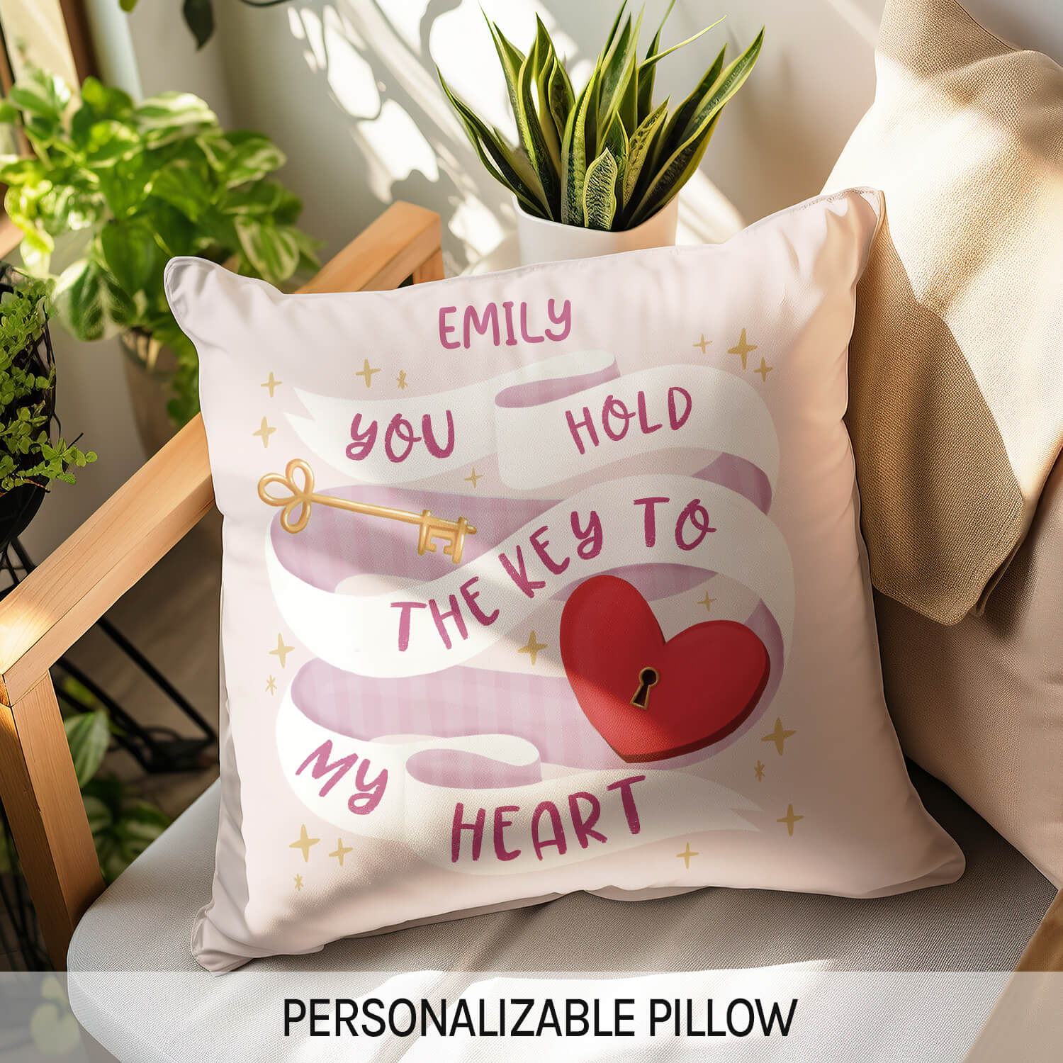 You Hold The Key To My Heart - Personalized Anniversary or Valentine's Day gift For Boyfriend or Girlfriend - Custom Pillow - Elizabeth Fashions