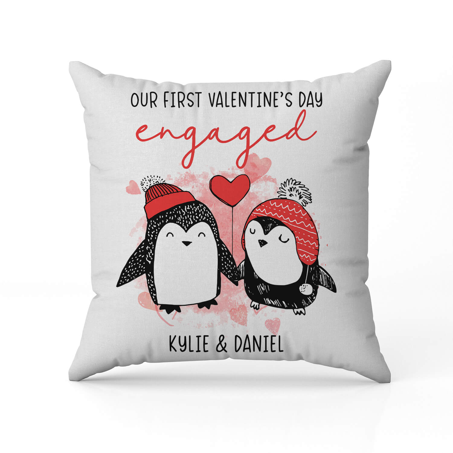 Our First Valentine's Day Engaged - Personalized First Valentine's Day gift For Fiance - Custom Pillow - Elizabeth Fashions