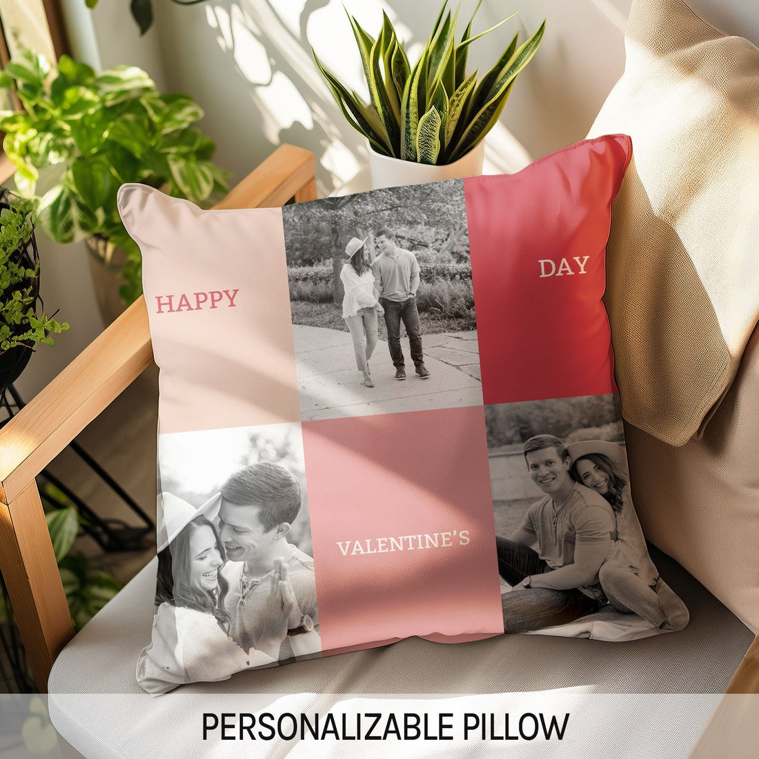 Happy Valentine's Day - Personalized Valentine's Day gift For Boyfriend or Girlfriend - Custom Pillow - Elizabeth Fashions