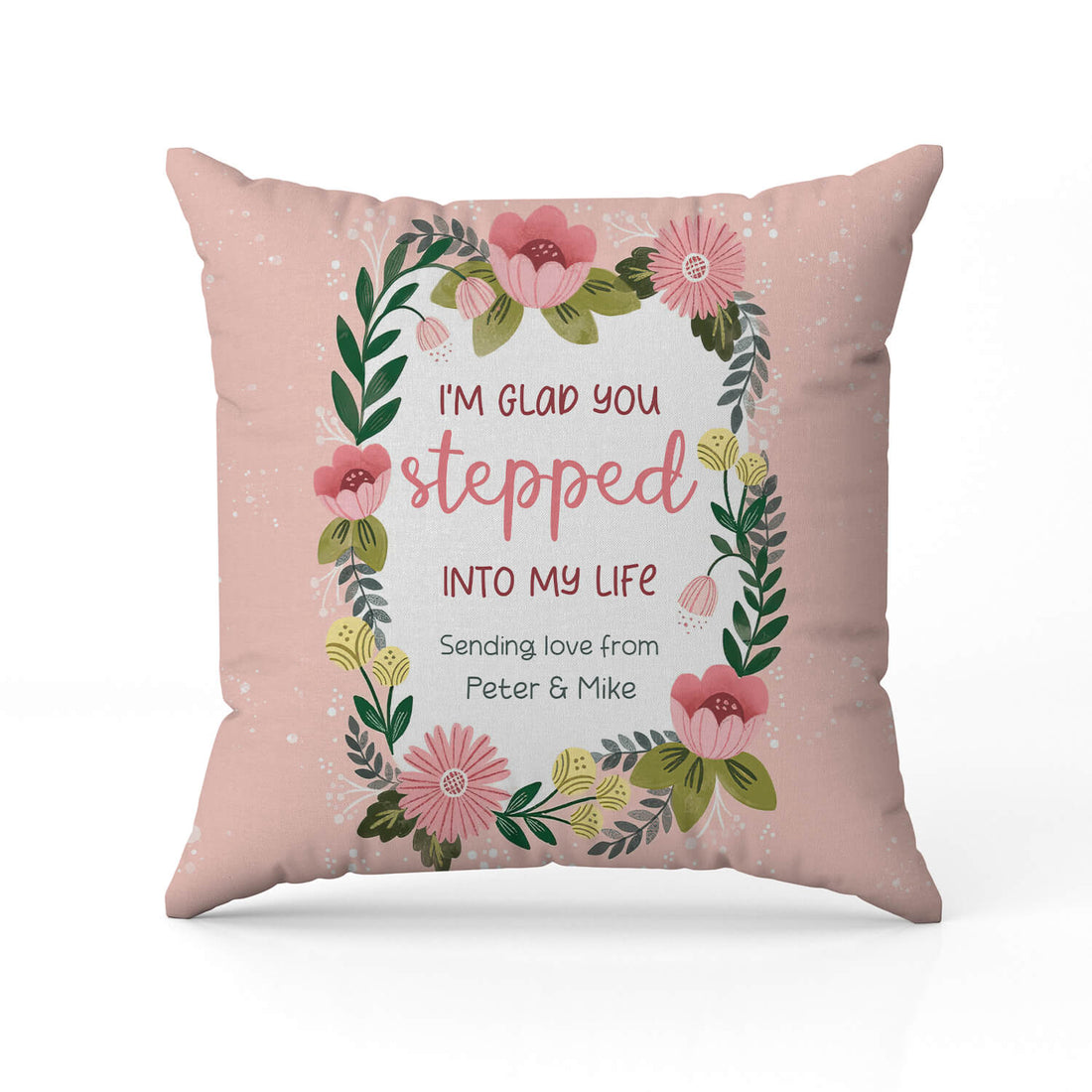 We're Glad You Stepped Into Our Lives - Personalized Mother's Day, Birthday, Valentine's Day or Christmas gift For Step Mom - Custom Pillow - Elizabeth Fashions