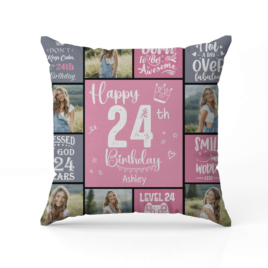 Happy 24th Birthday - Personalized 24th Birthday gift For Myself - Custom Pillow - Elizabeth Fashions