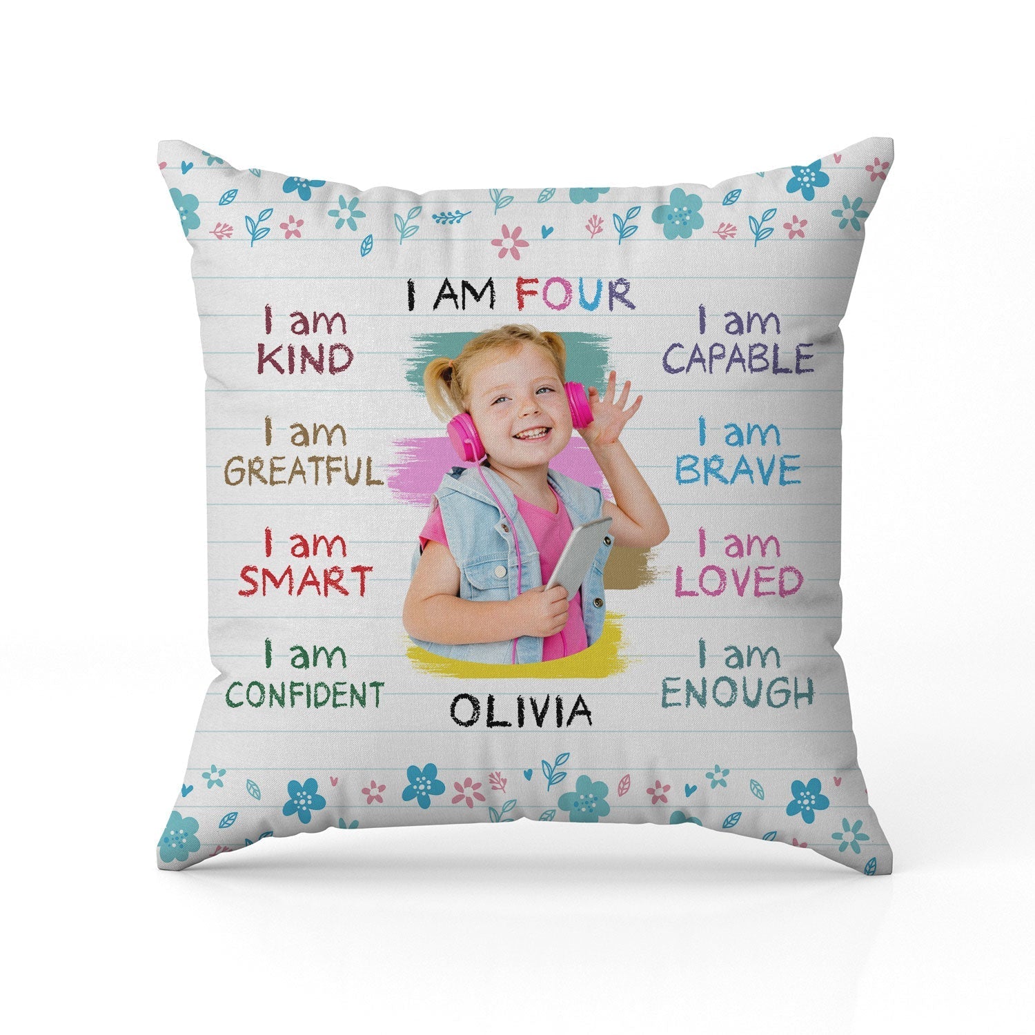 I Am Four - Personalized 4th Birthday gift For 4 Year Old - Custom Pillow - Elizabeth Fashions