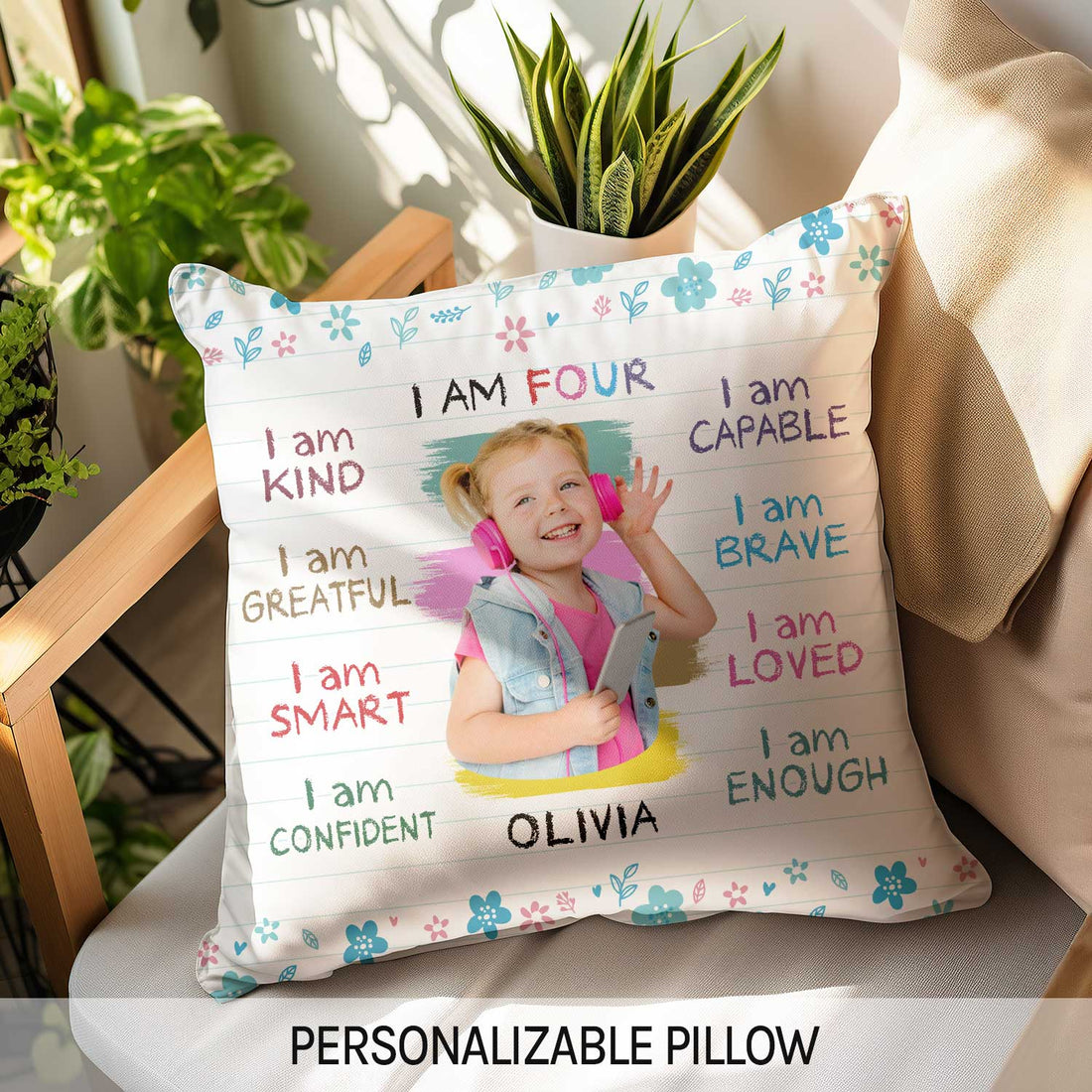 I Am Four - Personalized 4th Birthday gift For 4 Year Old - Custom Pillow - Elizabeth Fashions