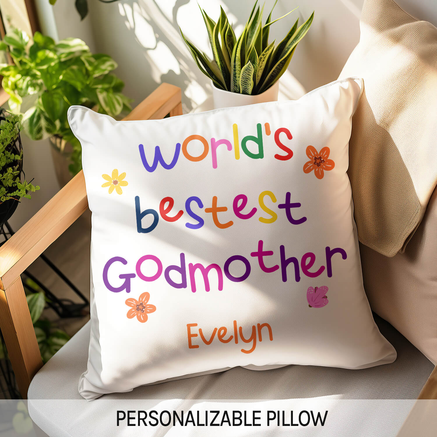 World's Bestest Godmother - Personalized gift For Godmother - Custom Pillow - Elizabeth Fashions