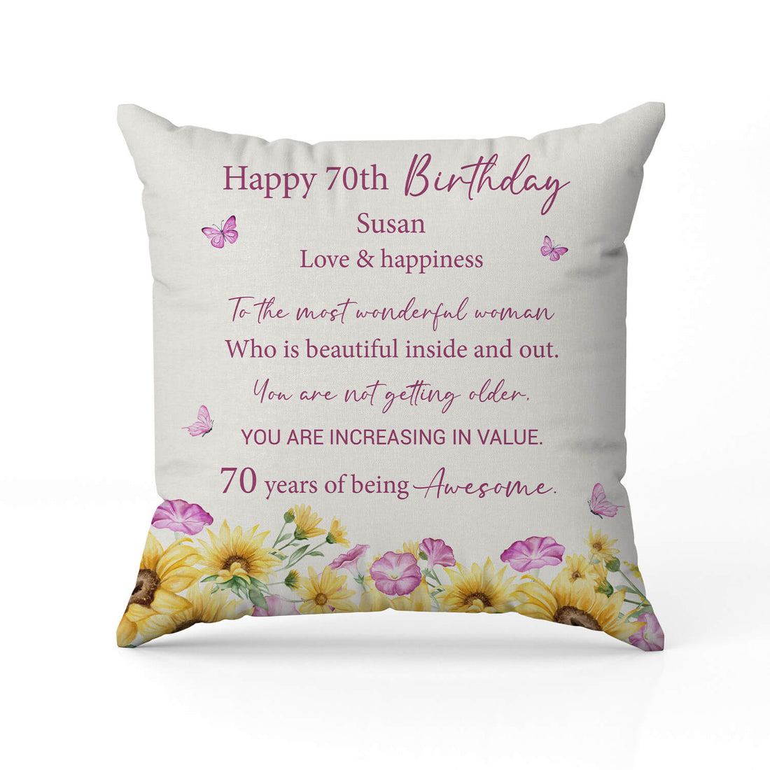 70 Years Of Being Awesome - Personalized 70th Birthday gift For 70 Year Old Women - Custom Pillow - Elizabeth Fashions