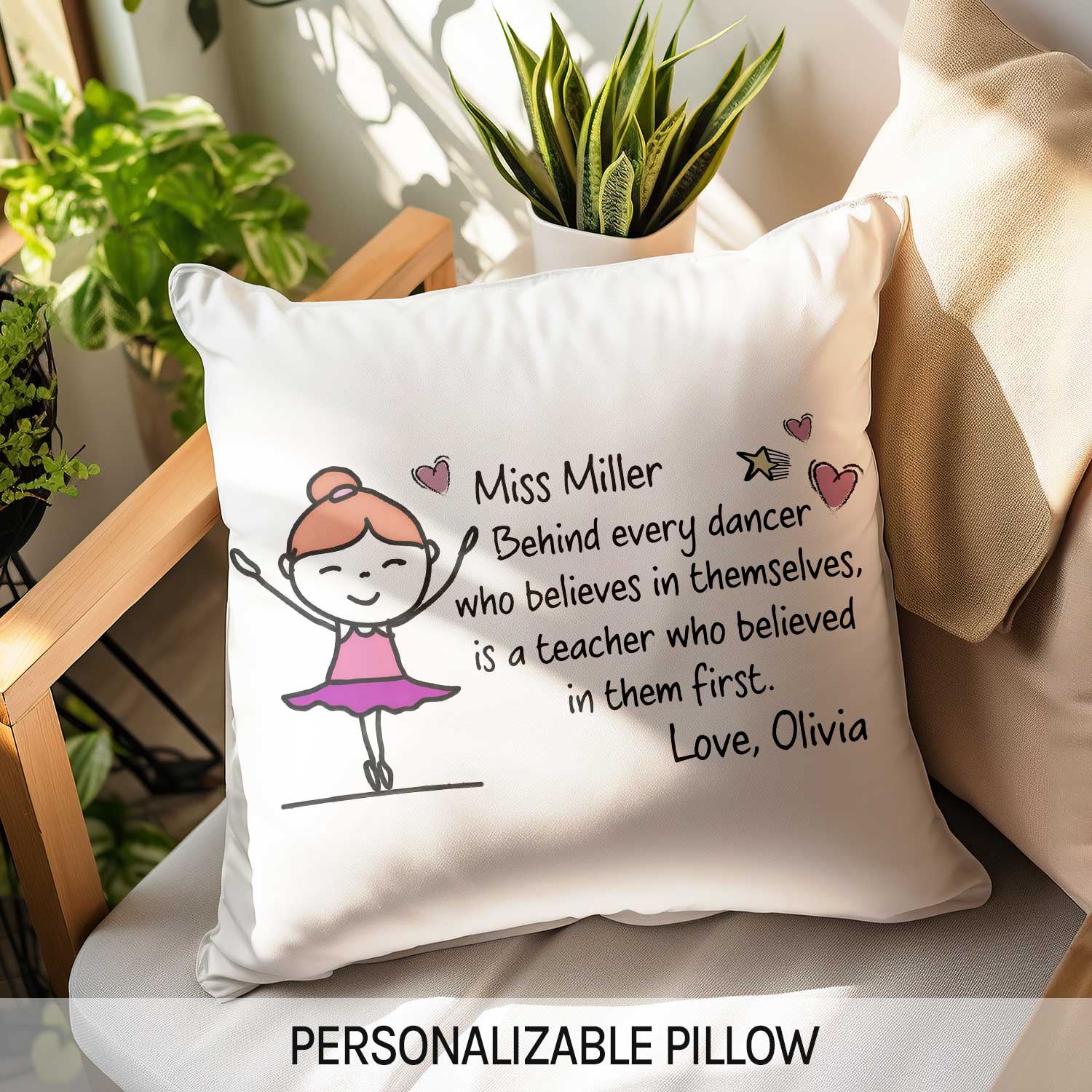 Behind Every Dancer Who Believes In Themselves - Personalized gift For Dance Teacher - Custom Pillow - Elizabeth Fashions