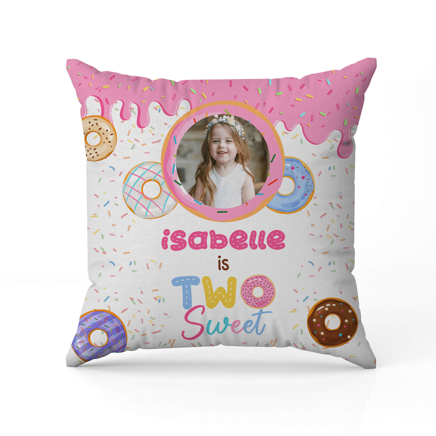 Two Sweet - Personalized 2nd Birthday gift For 2 Year Old Girl - Custom Pillow - Elizabeth Fashions