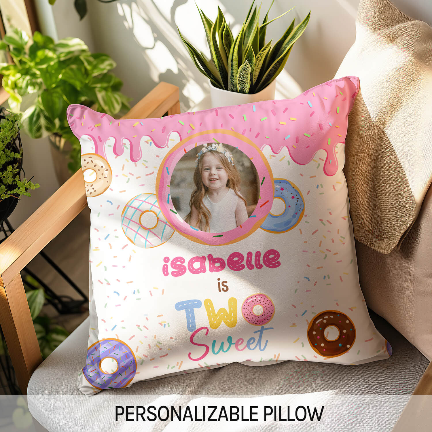 Two Sweet - Personalized 2nd Birthday gift For 2 Year Old Girl - Custom Pillow - Elizabeth Fashions