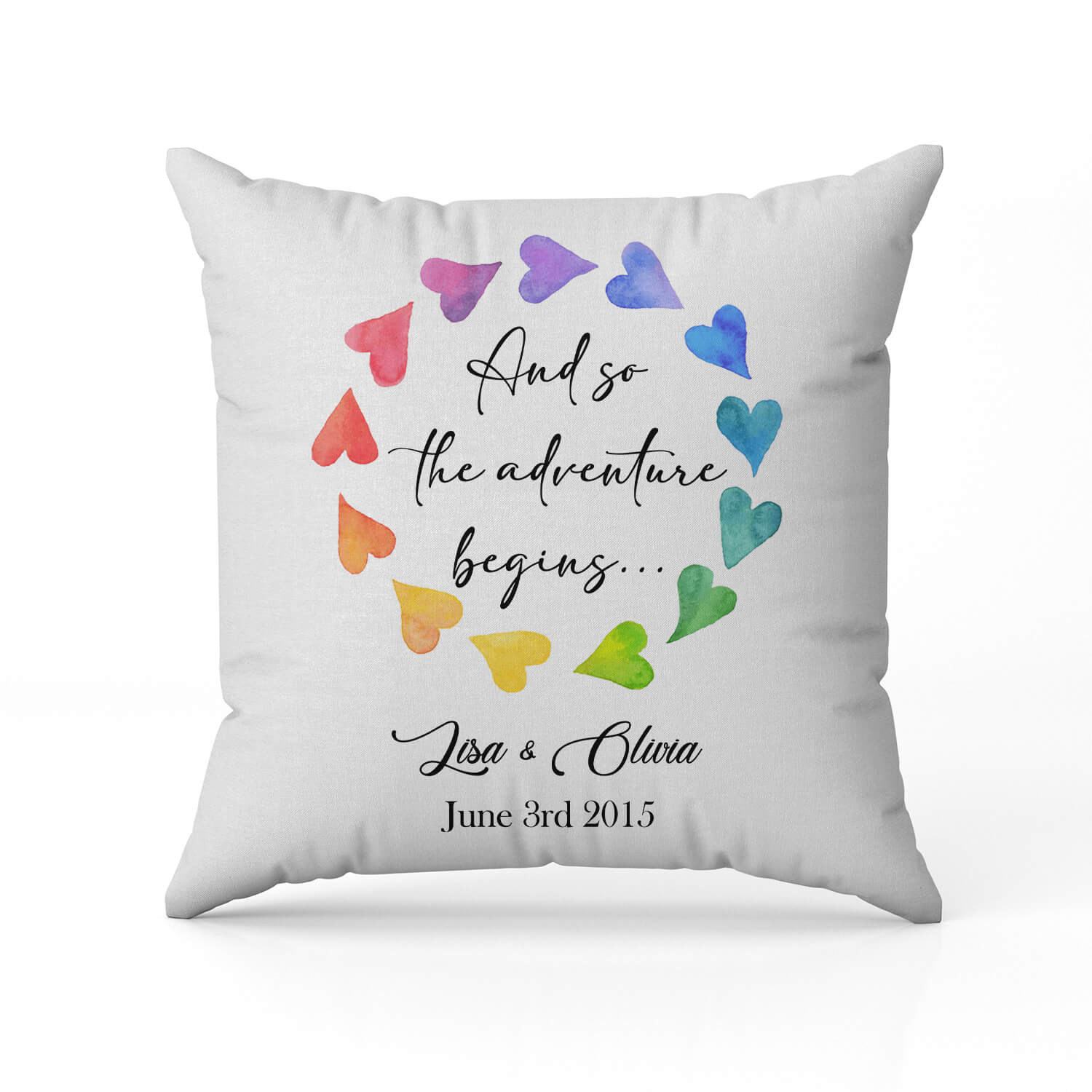 And So The Adventure Begins - Personalized Anniversary or Valentine's Day gift for LGBT couple - Custom Pillow - Elizabeth Fashions