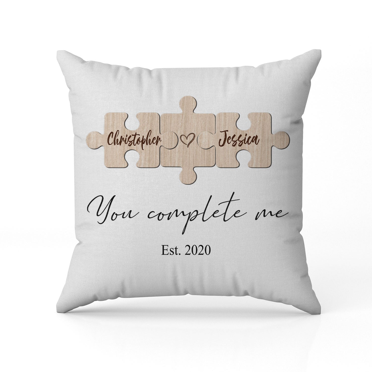 You Complete Me - Personalized Anniversary or Valentine's Day gift for Husband or Wife - Custom Pillow - Elizabeth Fashions