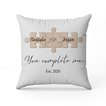 You Complete Me - Personalized Anniversary or Valentine's Day gift for Husband or Wife - Custom Pillow - Elizabeth Fashions