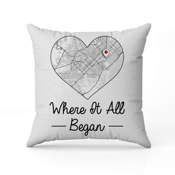 Where It All Began Retro - Personalized Anniversary or Valentine's Day gift for Husband or Wife - Custom Pillow - Elizabeth Fashions