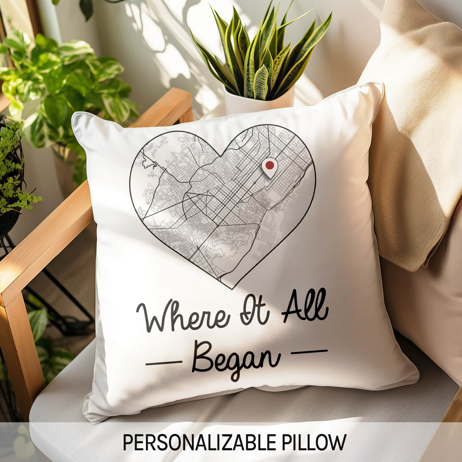 Where It All Began Retro - Personalized Anniversary or Valentine's Day gift for Husband or Wife - Custom Pillow - Elizabeth Fashions