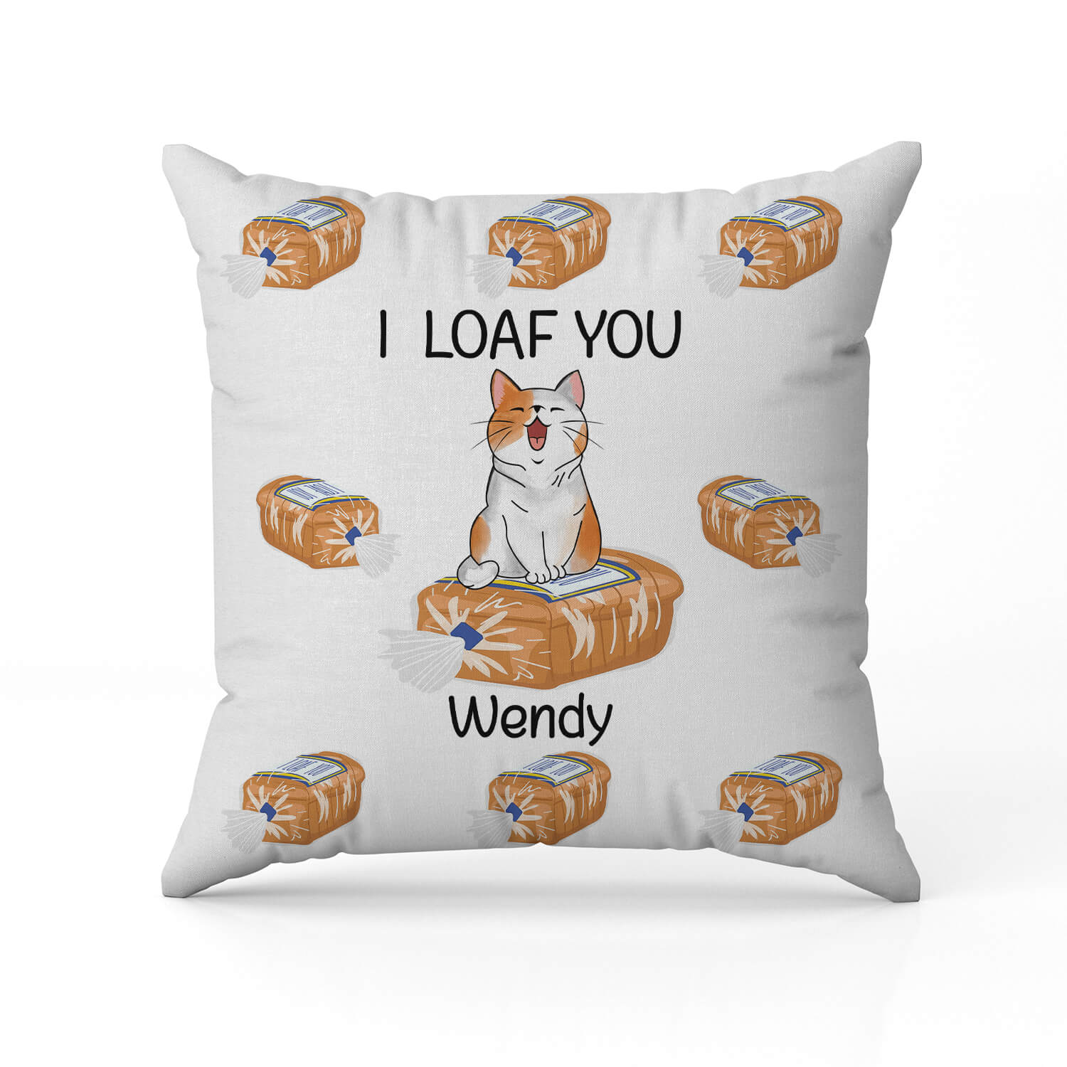 I Loaf You - Personalized Anniversary or Valentine's Day gift for Boyfriend or Girlfriend - Custom Pillow - Elizabeth Fashions