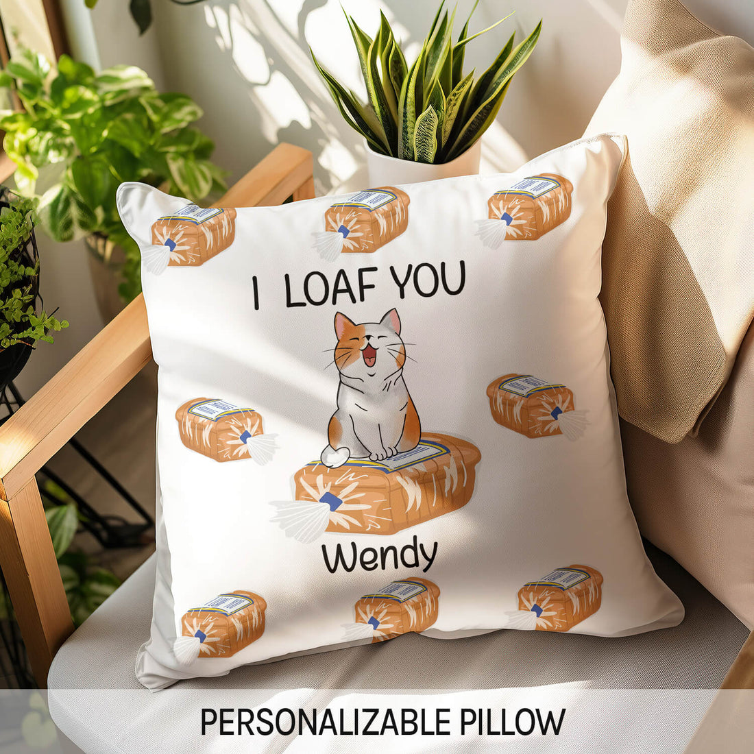 I Loaf You - Personalized Anniversary or Valentine's Day gift for Boyfriend or Girlfriend - Custom Pillow - Elizabeth Fashions