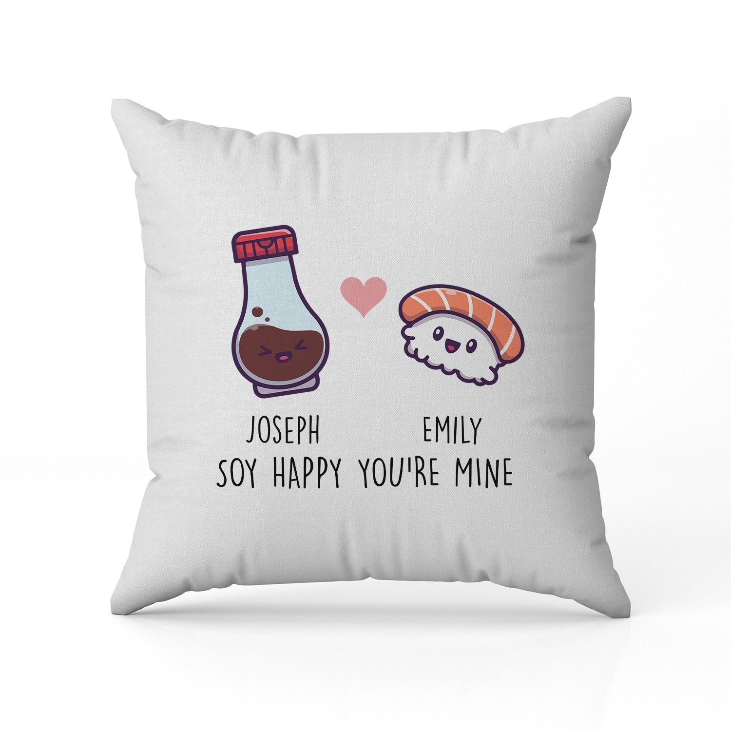 Soy Happy You're Mine - Personalized Anniversary or Valentine's Day gift for Husband or Wife - Custom Pillow - Elizabeth Fashions