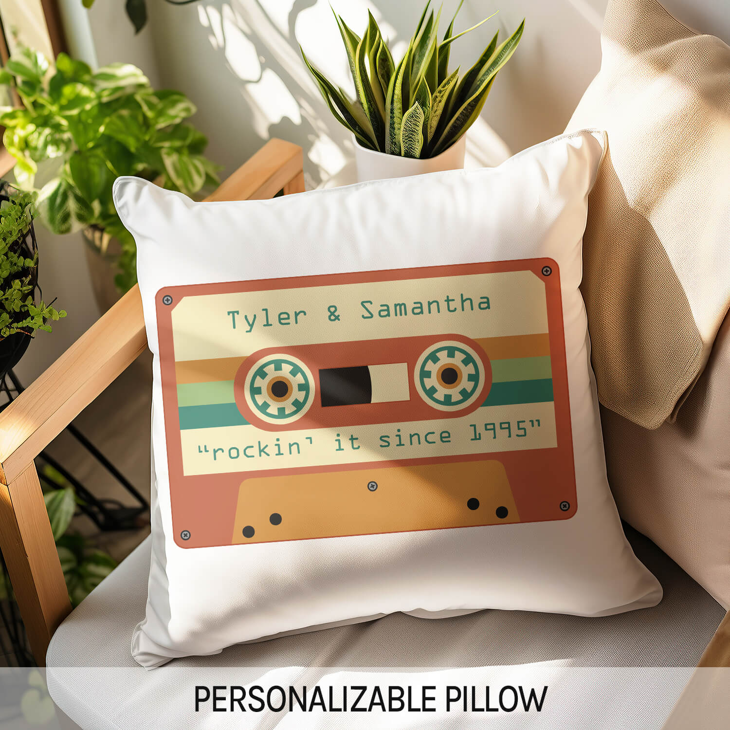 Rockin' it since - Personalized Anniversary gift for Husband or WIfe - Custom Pillow - Elizabeth Fashions