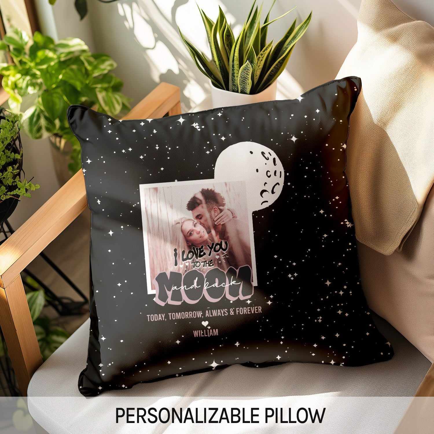 Love You To The Moon And Back - Personalized Anniversary or Valentine's Day gift for Husband or Wife - Custom Pillow - Elizabeth Fashions