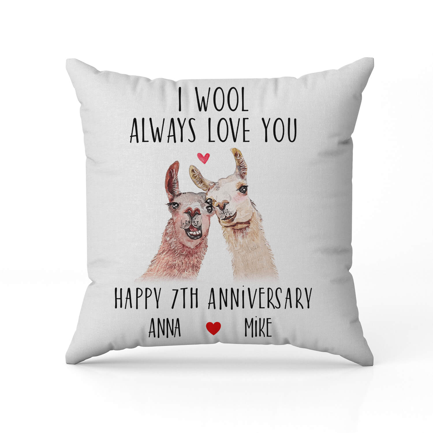 I Wool Always Love You - Personalized 7 Year Anniversary gift for Husband or Wife - Custom Pillow - Elizabeth Fashions