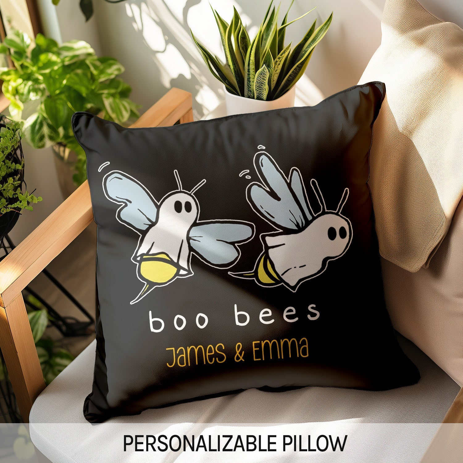 Boo Bees - Personalized Anniversary or Halloween gift for Him or Her - Custom Pillow - Elizabeth Fashions