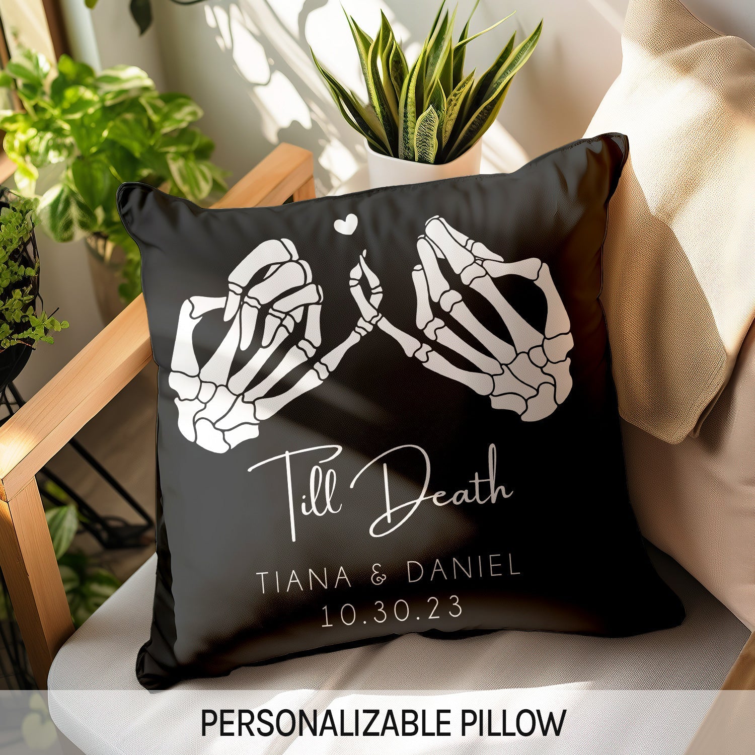 Til Death - Personalized Anniversary or Halloween gift for Boyfriend or Girlfriend - Custom Pillow - Elizabeth Fashions