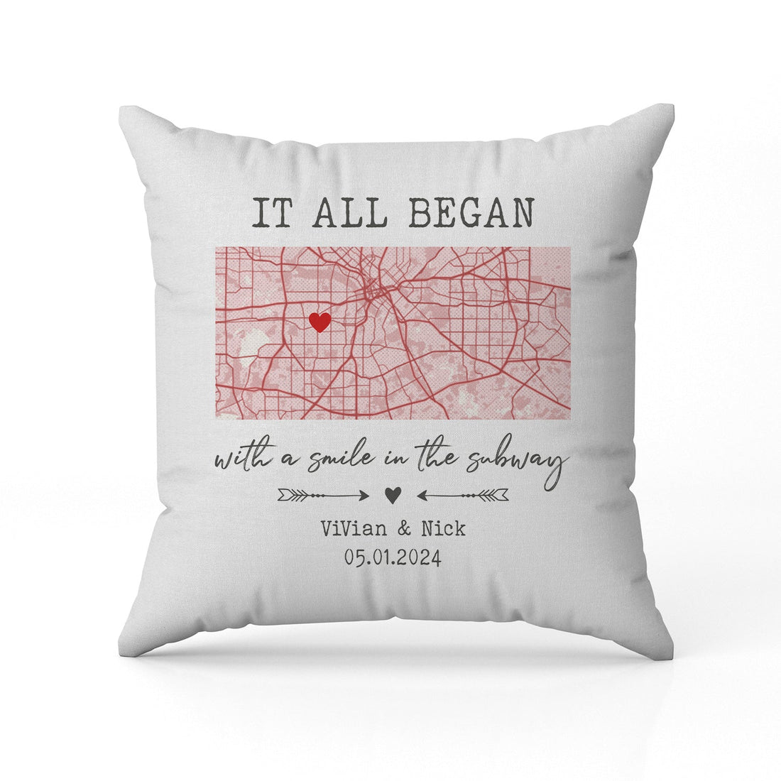 It All Began - Personalized Anniversary, Valentine's Day, Birthday or Christmas gift For Him or Her - Custom Pillow - Elizabeth Fashions