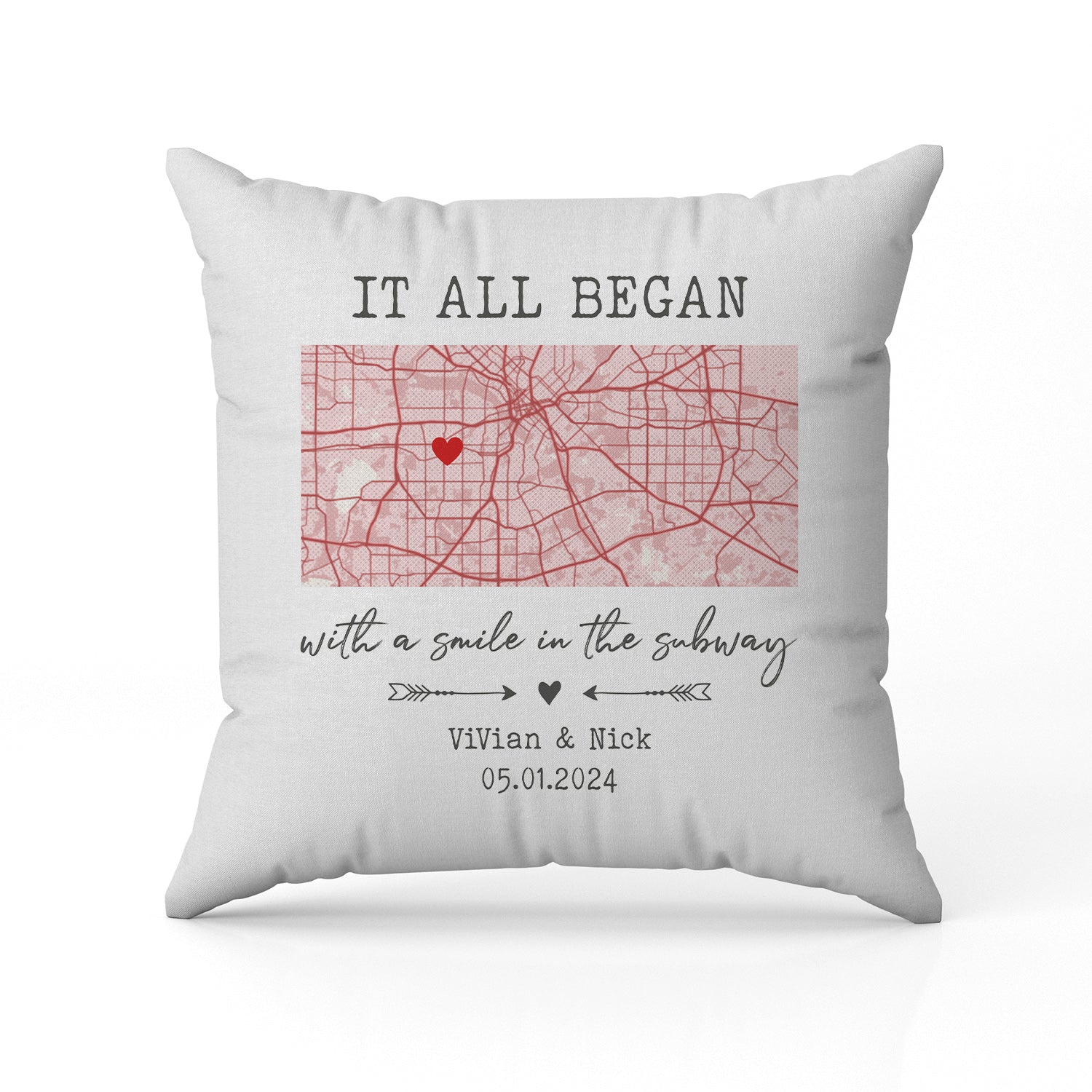 It All Began - Personalized Anniversary, Valentine's Day, Birthday or Christmas gift For Him or Her - Custom Pillow - Elizabeth Fashions