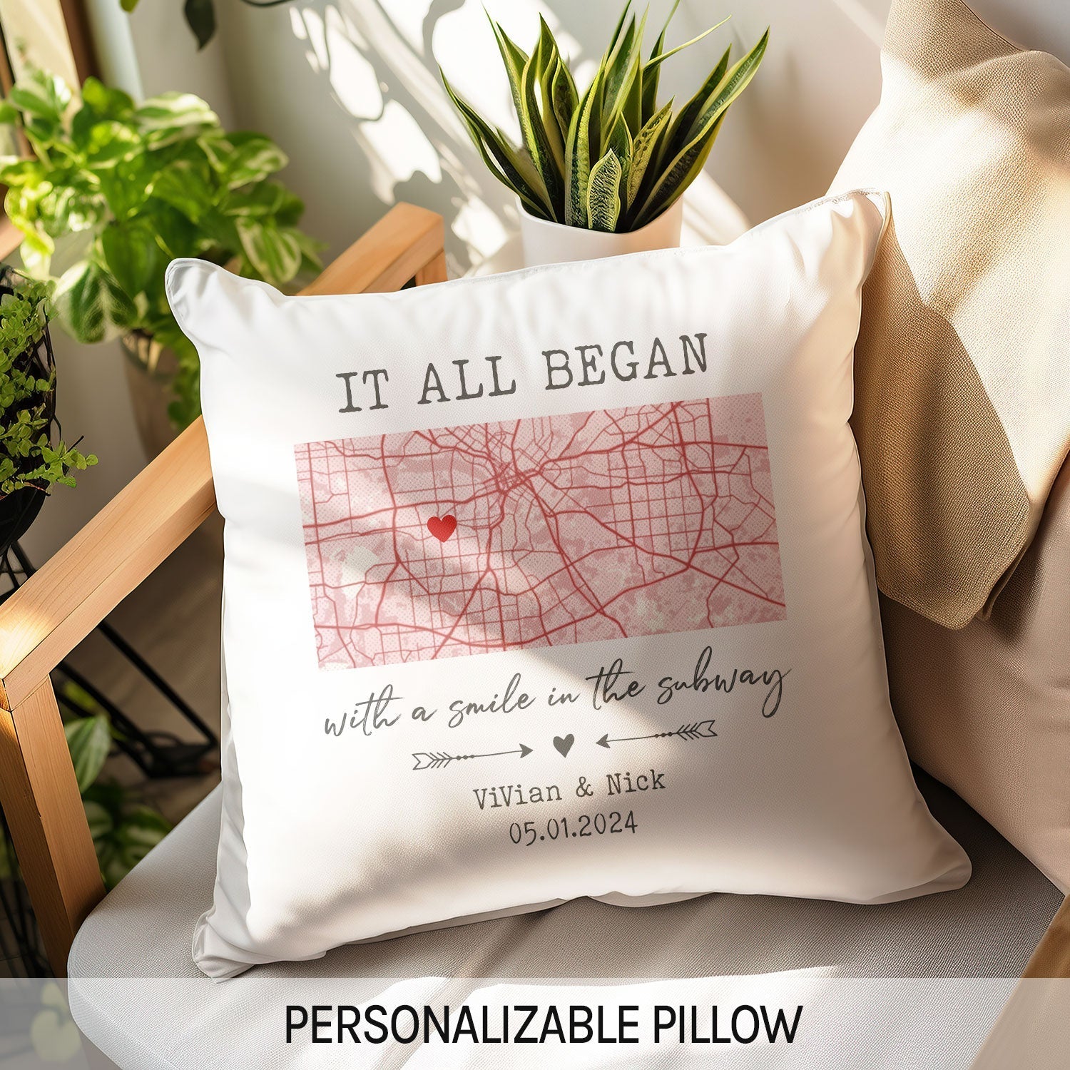 It All Began - Personalized Anniversary, Valentine's Day, Birthday or Christmas gift For Him or Her - Custom Pillow - Elizabeth Fashions