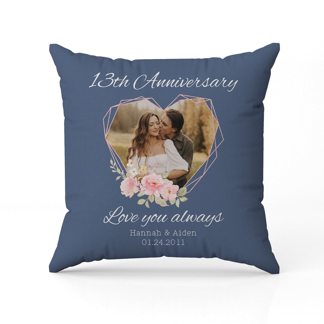 13th Anniversary - Personalized 13 Year Anniversary gift For Husband or Wife - Custom Pillow - Elizabeth Fashions