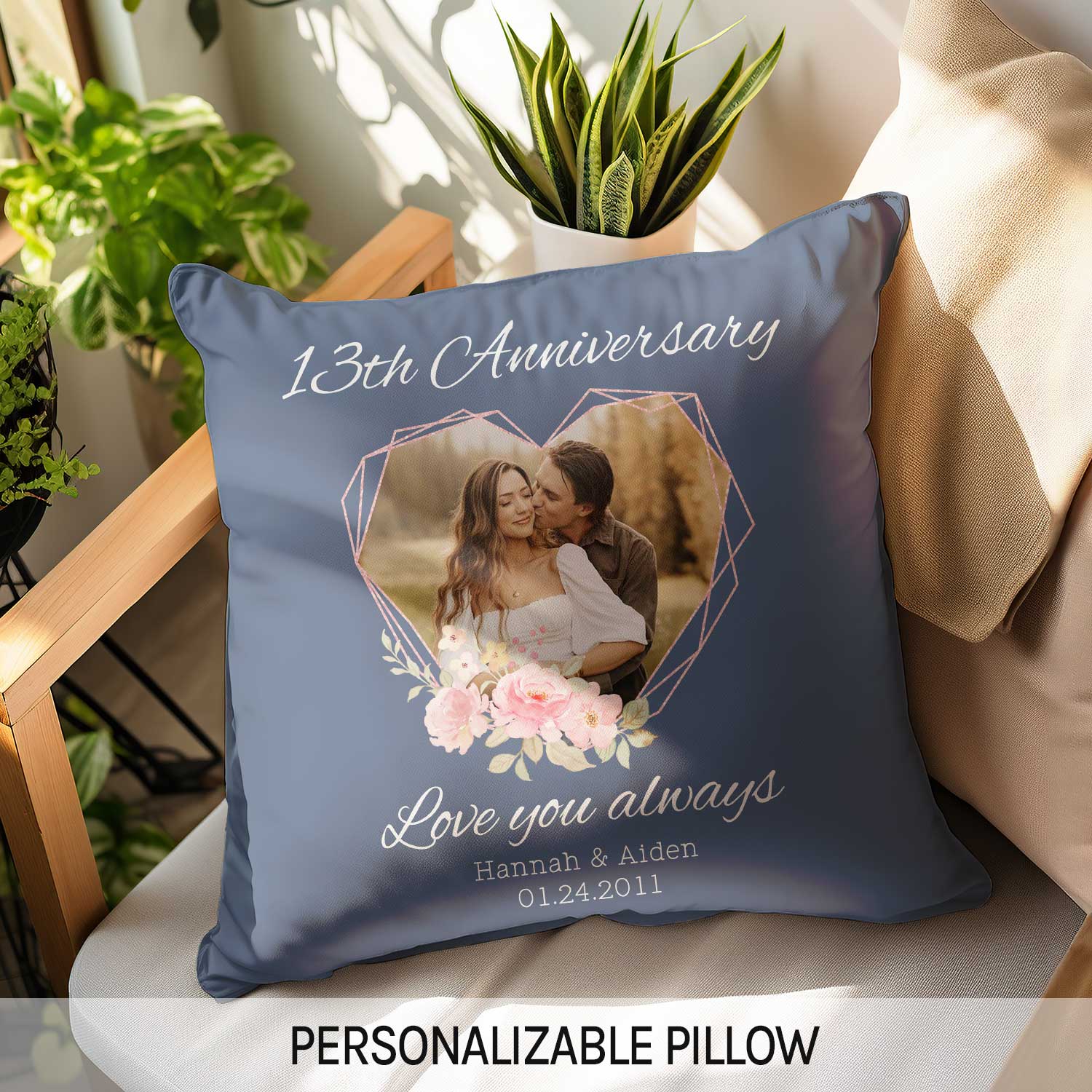 13th Anniversary - Personalized 13 Year Anniversary gift For Husband or Wife - Custom Pillow - Elizabeth Fashions
