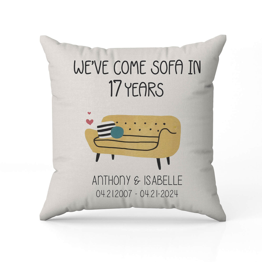 We've Come Sofa In 17 Years - Personalized 17 Year Anniversary gift For Husband or Wife - Custom Pillow - Elizabeth Fashions