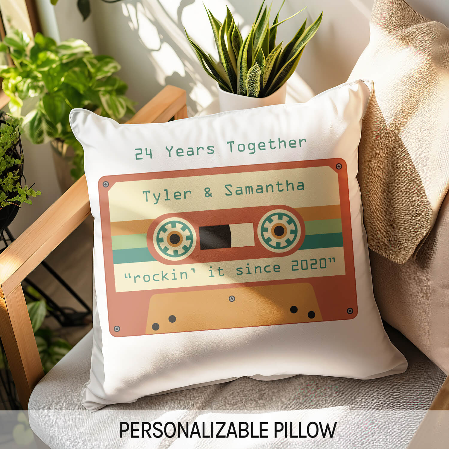 24 Years Together - Personalized 24 Year Anniversary gift For Parents, Husband or Wife - Custom Pillow - Elizabeth Fashions