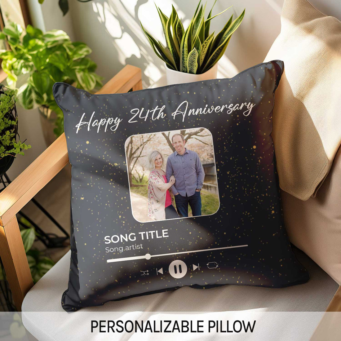 Happy 24th Anniversary Star Map - Personalized 24 Year Anniversary gift For Parents - Custom Pillow - Elizabeth Fashions