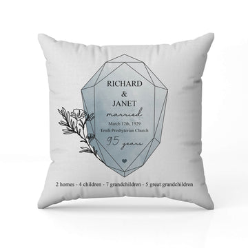 95 Years - Personalized 95 Year Anniversary gift For Parents or Grandparents - Custom Pillow - Elizabeth Fashions
