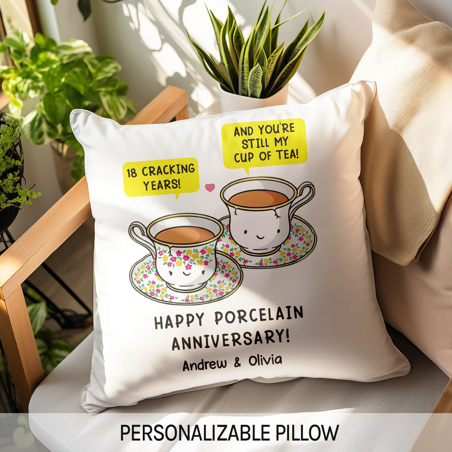 18 Cracking Years - Personalized 18 Year Anniversary gift For Husband or Wife - Custom Pillow - Elizabeth Fashions