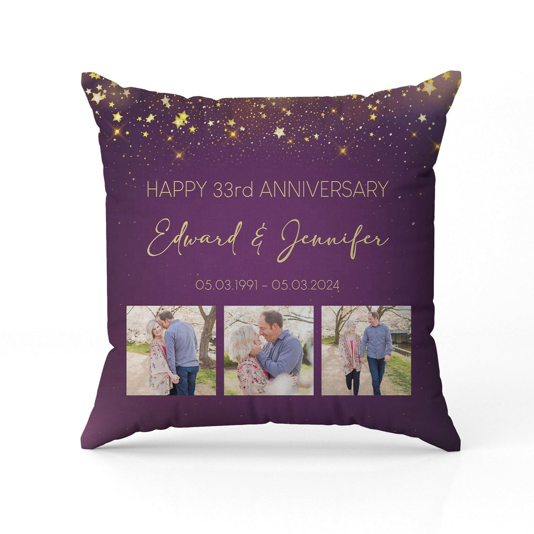 Happy 33rd Anniversary - Personalized 33 Year Anniversary gift For Parents - Custom Pillow - Elizabeth Fashions