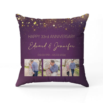 Happy 33rd Anniversary - Personalized 33 Year Anniversary gift For Parents - Custom Pillow - Elizabeth Fashions