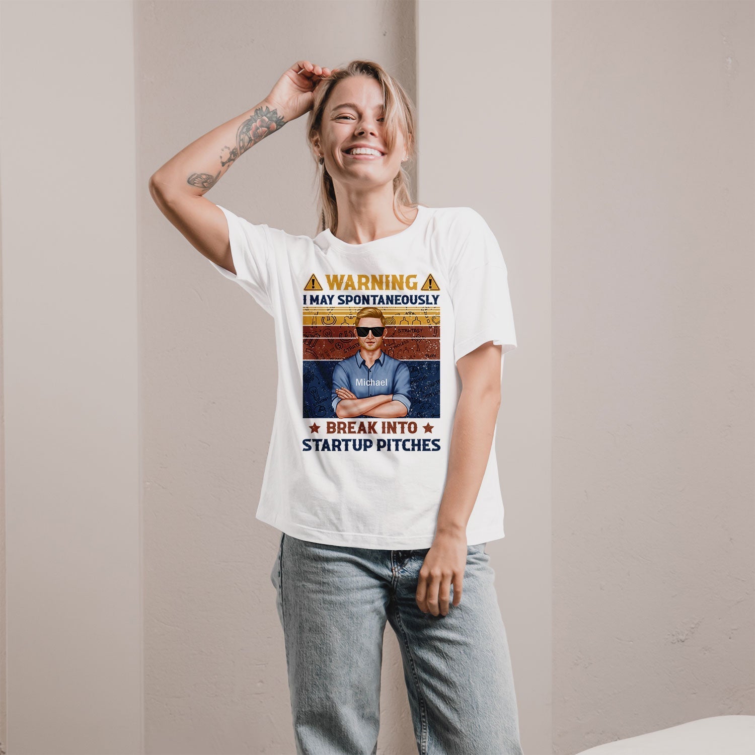 Warning: I may spontaneously break into startup pitches - Personalized Birthday gift for Startup Founder - Custom Tshirt - Elizabeth Fashions