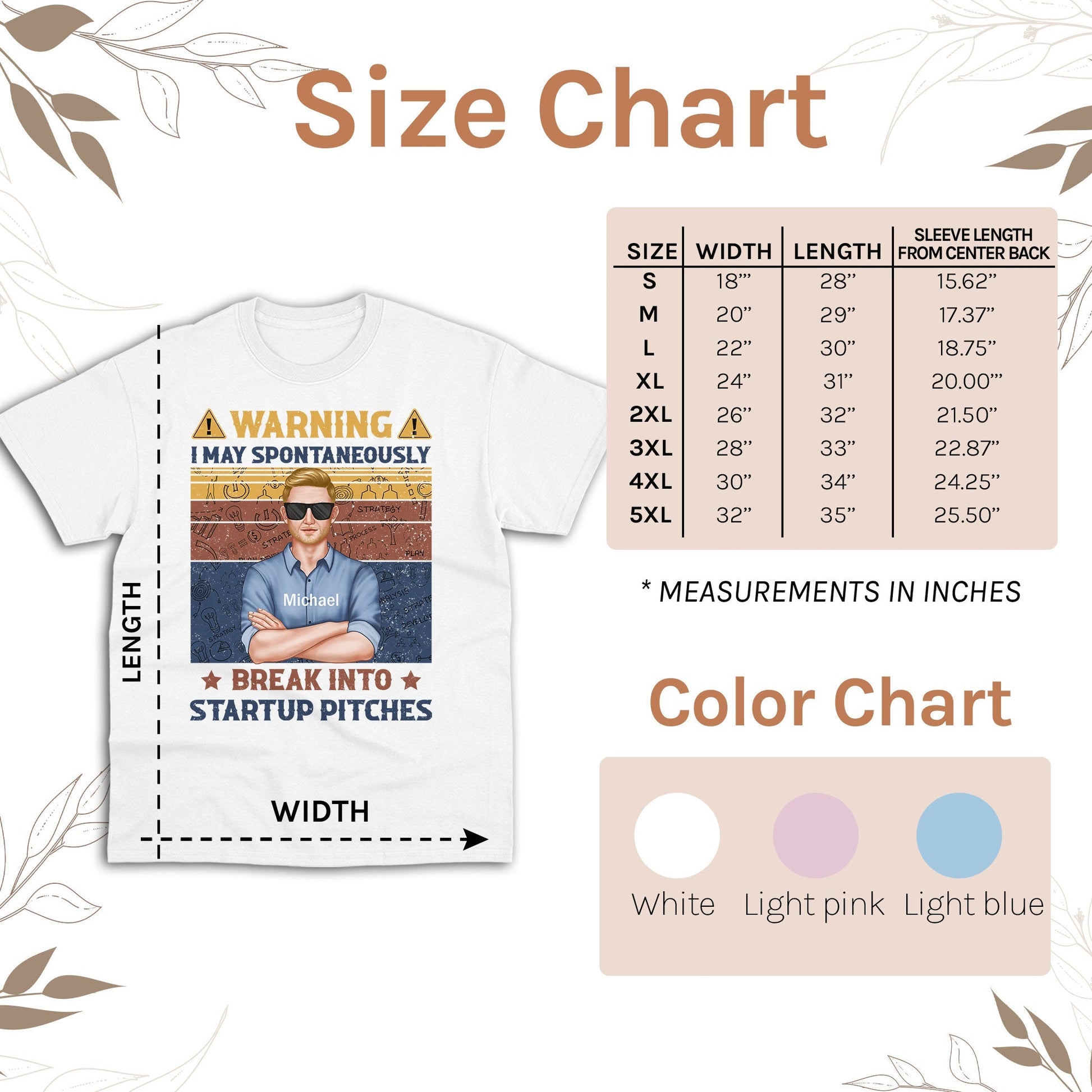 Warning: I may spontaneously break into startup pitches - Personalized Birthday gift for Startup Founder - Custom Tshirt - Elizabeth Fashions