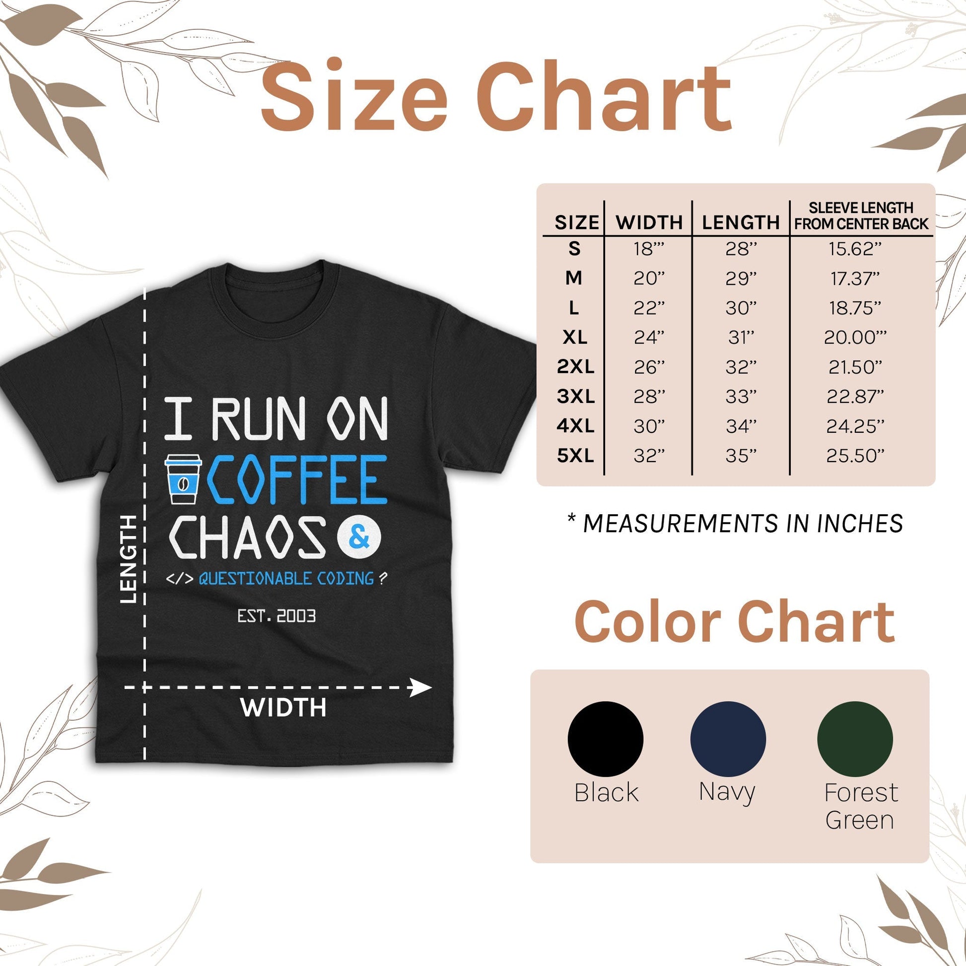 I run on coffee, chaos, and questionable coding - Personalized Birthday gift for Software Engineer - Custom Tshirt - Elizabeth Fashions