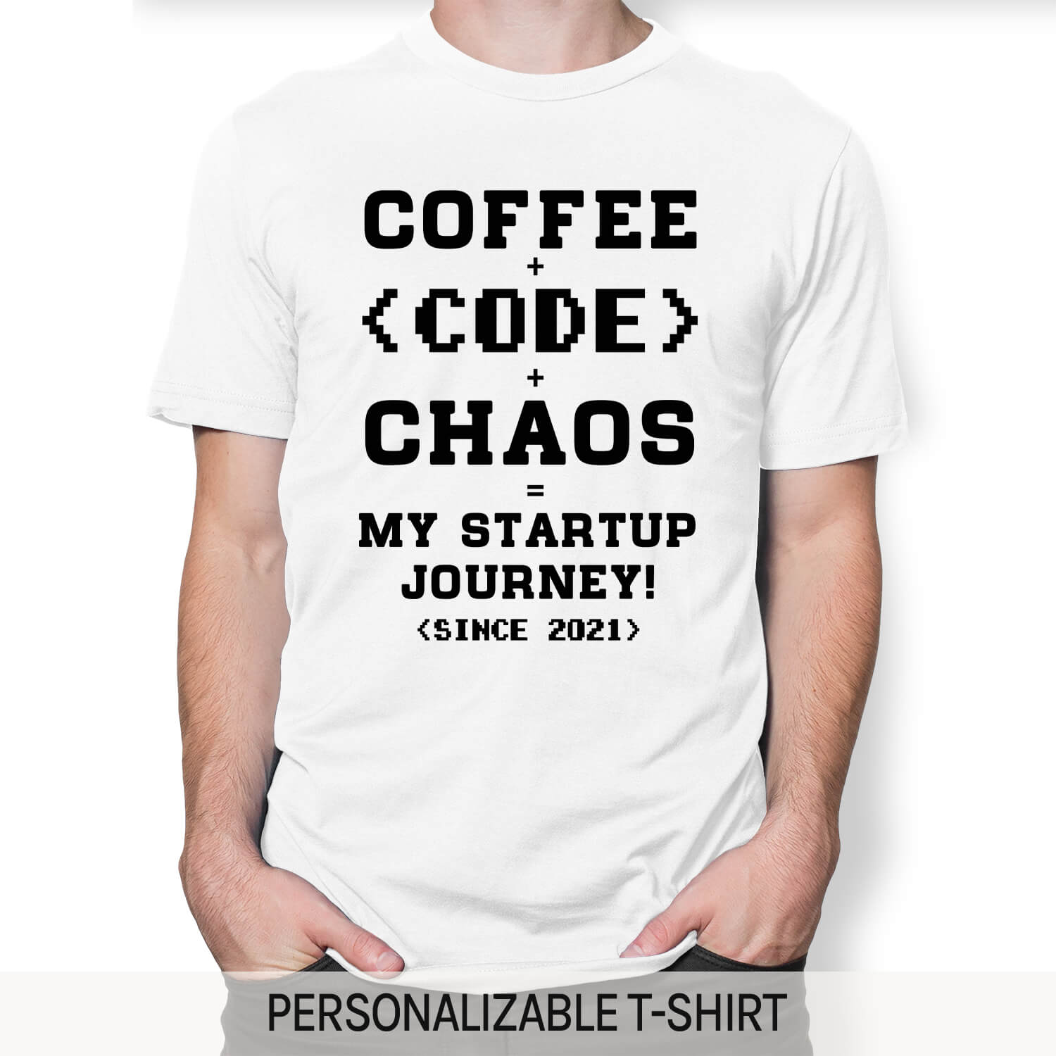 Coffee + Code + Chaos = My startup journey - Personalized All occasions gift for Startup Founder - Custom Tshirt - Elizabeth Fashions