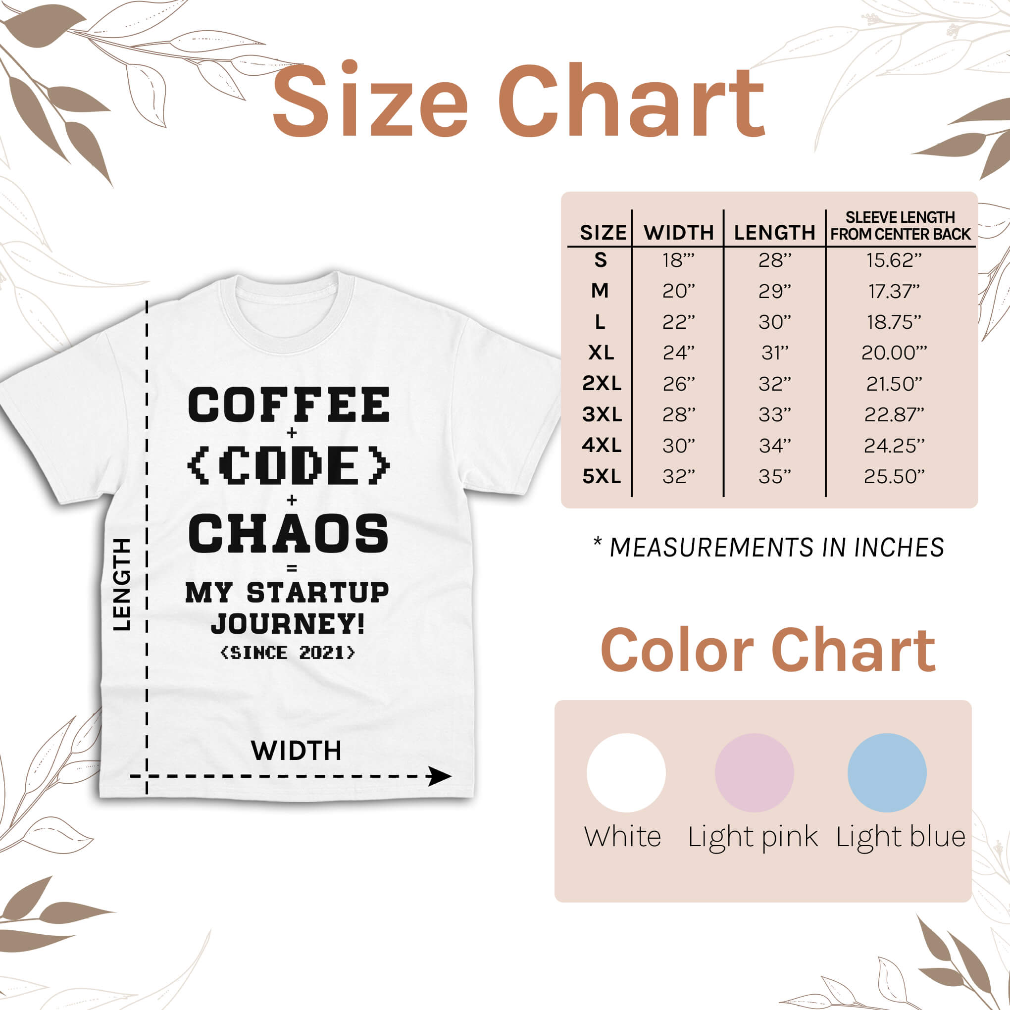 Coffee + Code + Chaos = My startup journey - Personalized All occasions gift for Startup Founder - Custom Tshirt - Elizabeth Fashions