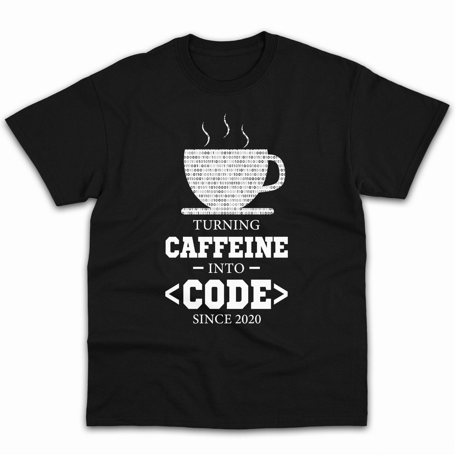 Turning caffeine into code - Personalized Birthday gift for Software Engineer - Custom Tshirt - Elizabeth Fashions