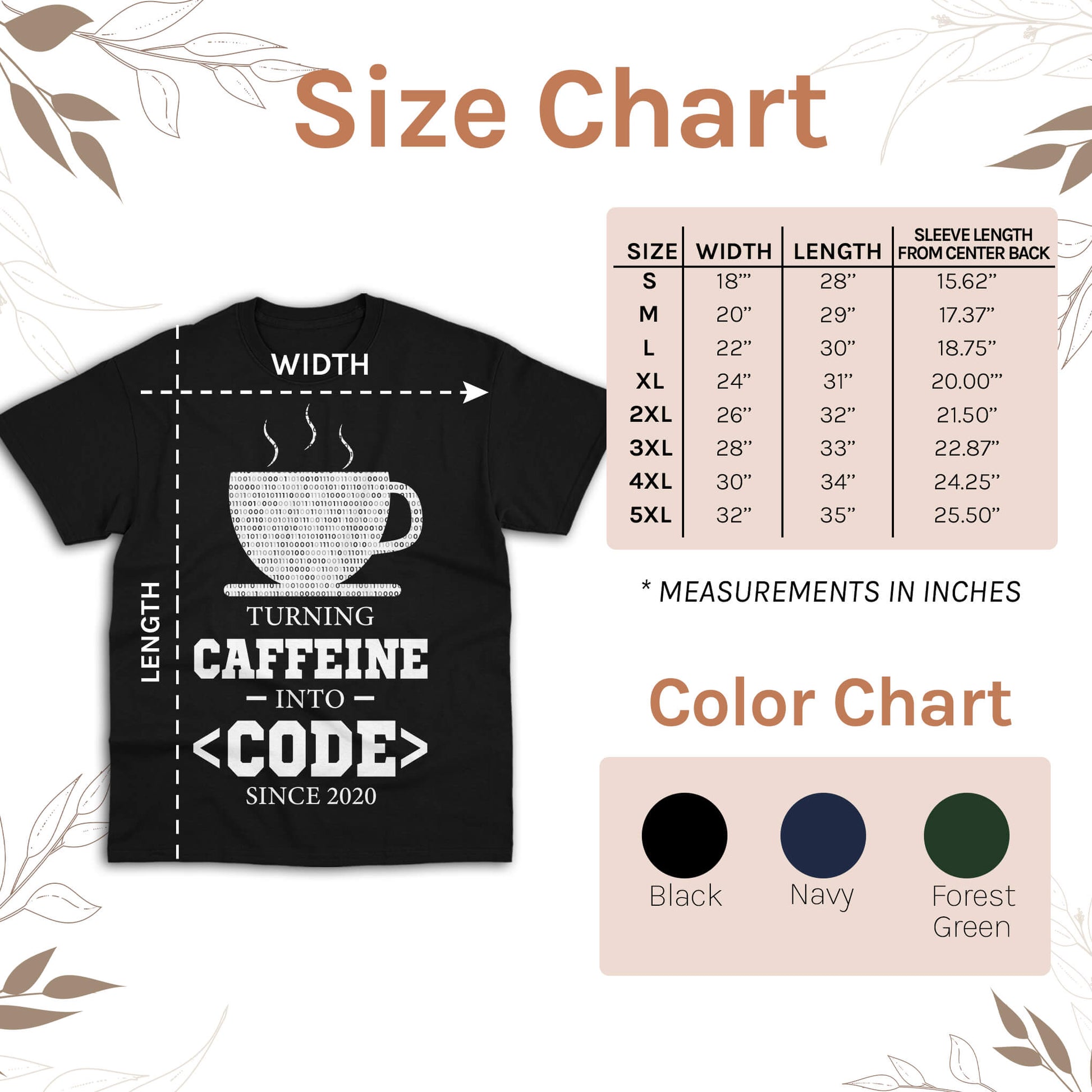 Turning caffeine into code - Personalized Birthday gift for Software Engineer - Custom Tshirt - Elizabeth Fashions