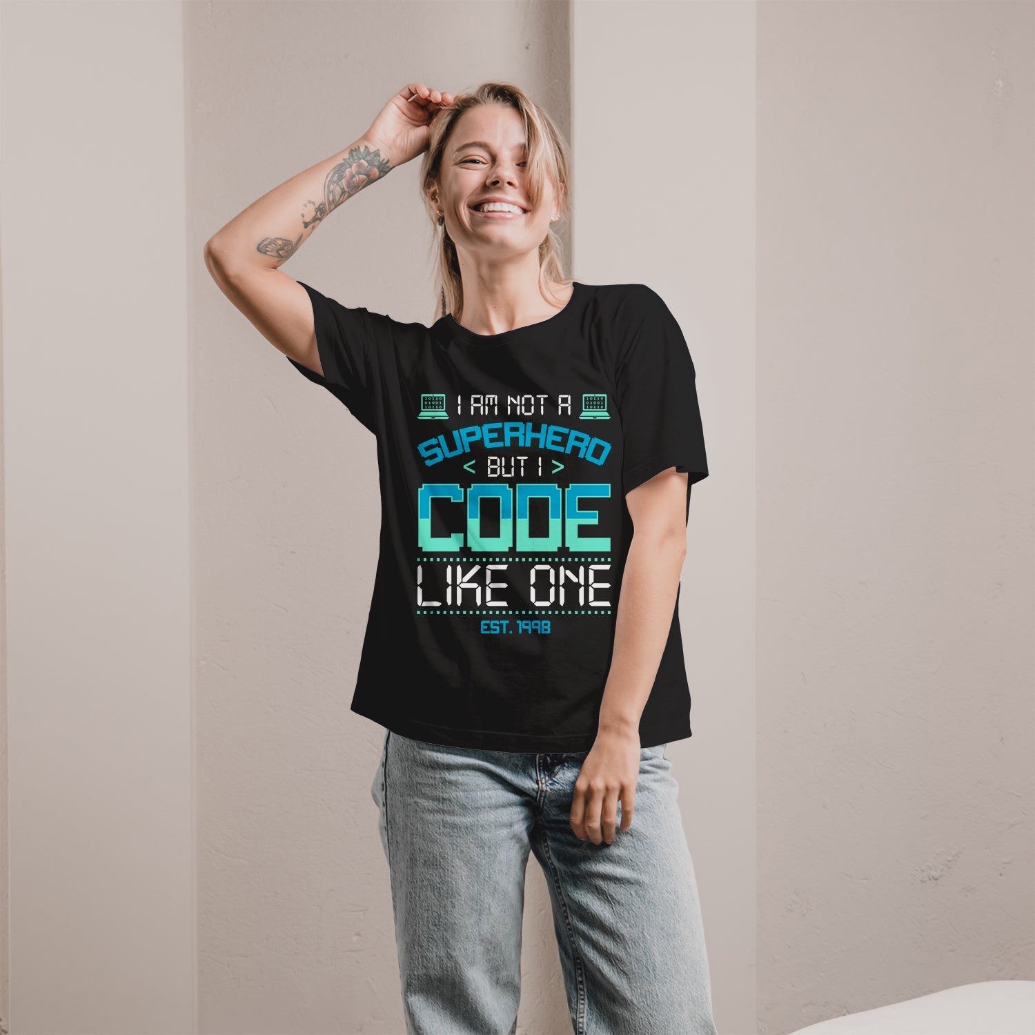 I'm not a superhero, but I code like one. - Personalized Birthday gift for Software Engineer - Custom Tshirt - Elizabeth Fashions