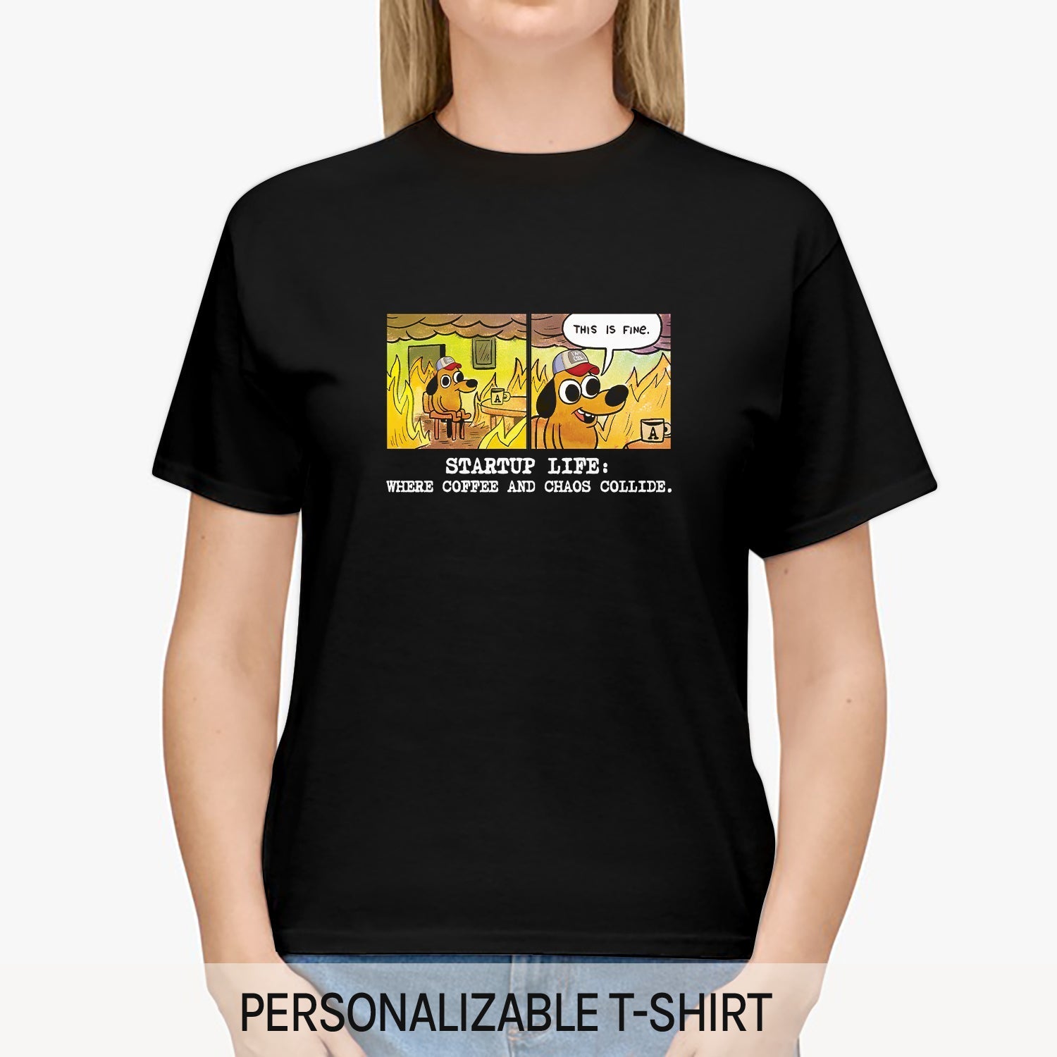 Startup life: Where coffee and chaos collide - Personalized Birthday gift For Startup Founder - Custom Tshirt - Elizabeth Fashions