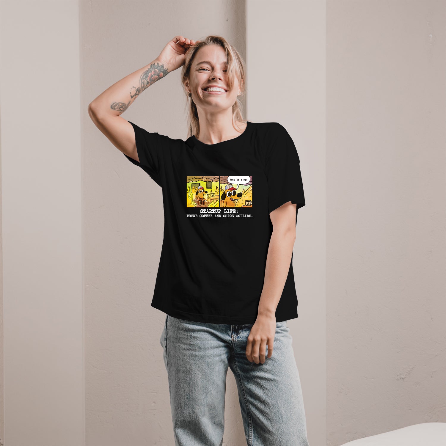 Startup life: Where coffee and chaos collide - Personalized Birthday gift For Startup Founder - Custom Tshirt - Elizabeth Fashions