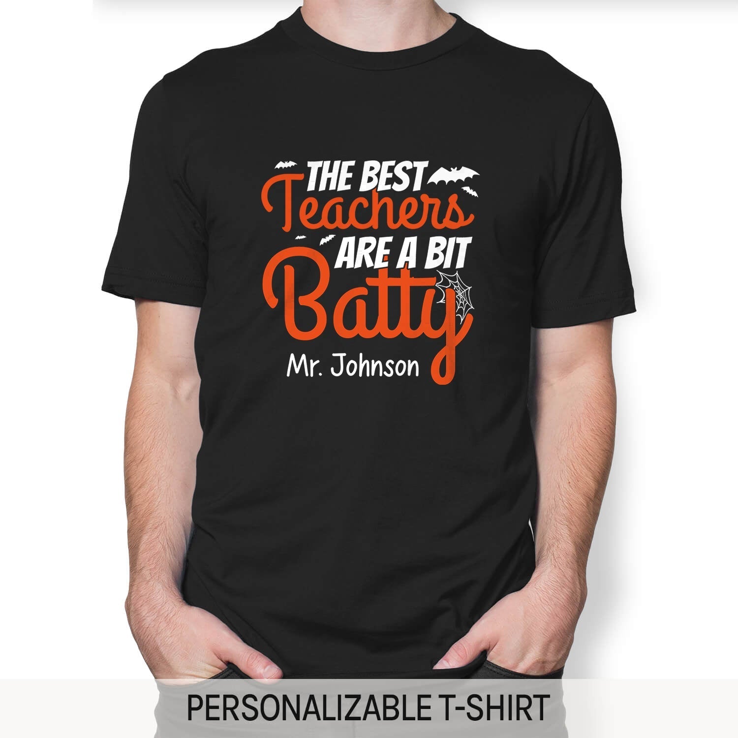 The Best Teachers Are A Bit Batty - Personalized Halloween gift for Teacher - Custom Tshirt - Elizabeth Fashions