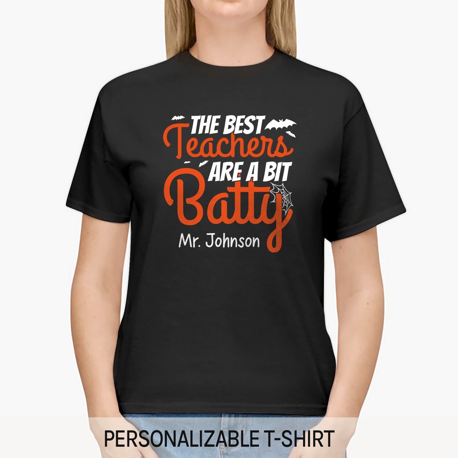 The Best Teachers Are A Bit Batty - Personalized Halloween gift for Teacher - Custom Tshirt - Elizabeth Fashions